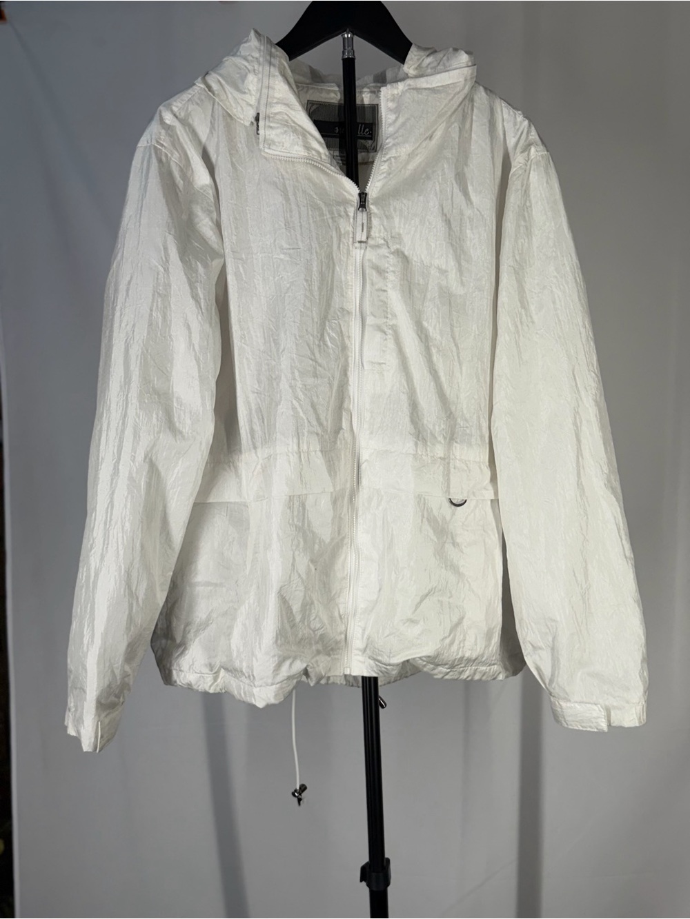 White Hooded Utility Jacket with Adjustable Hem